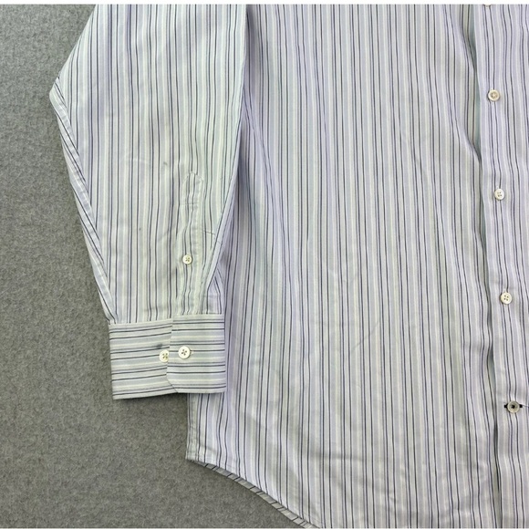 Banana Republic COTTON POPLIN DRESS SHIRT 17/17.5 XL blue grey white stripe - Picture 8 of 10